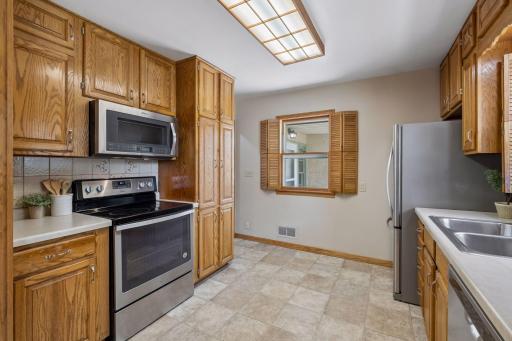 Kitchen with window shutters