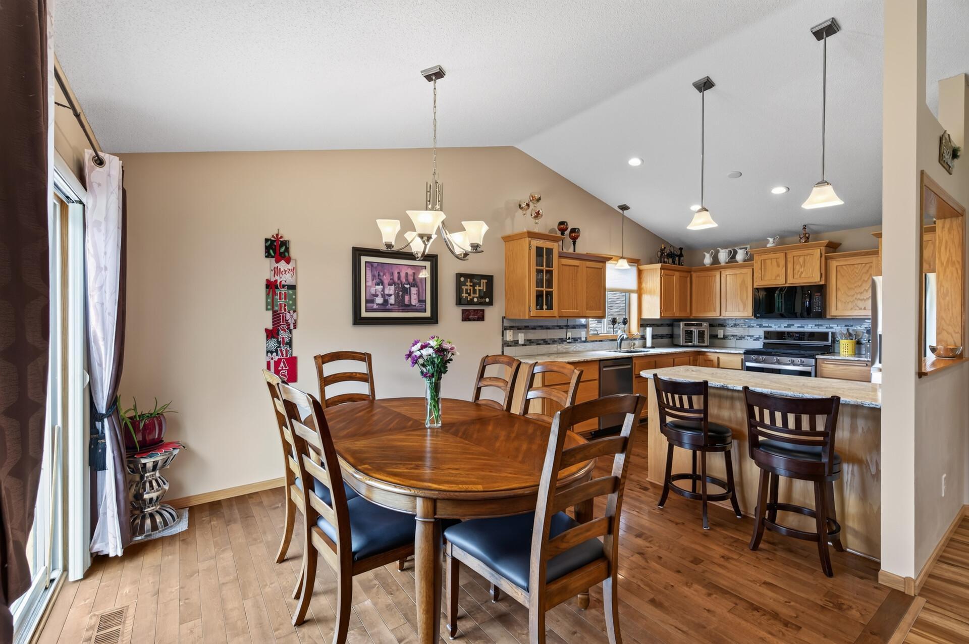 The kitchen offers both style and function, enjoy being open to the dining room for an extension of your entertaining spaces.