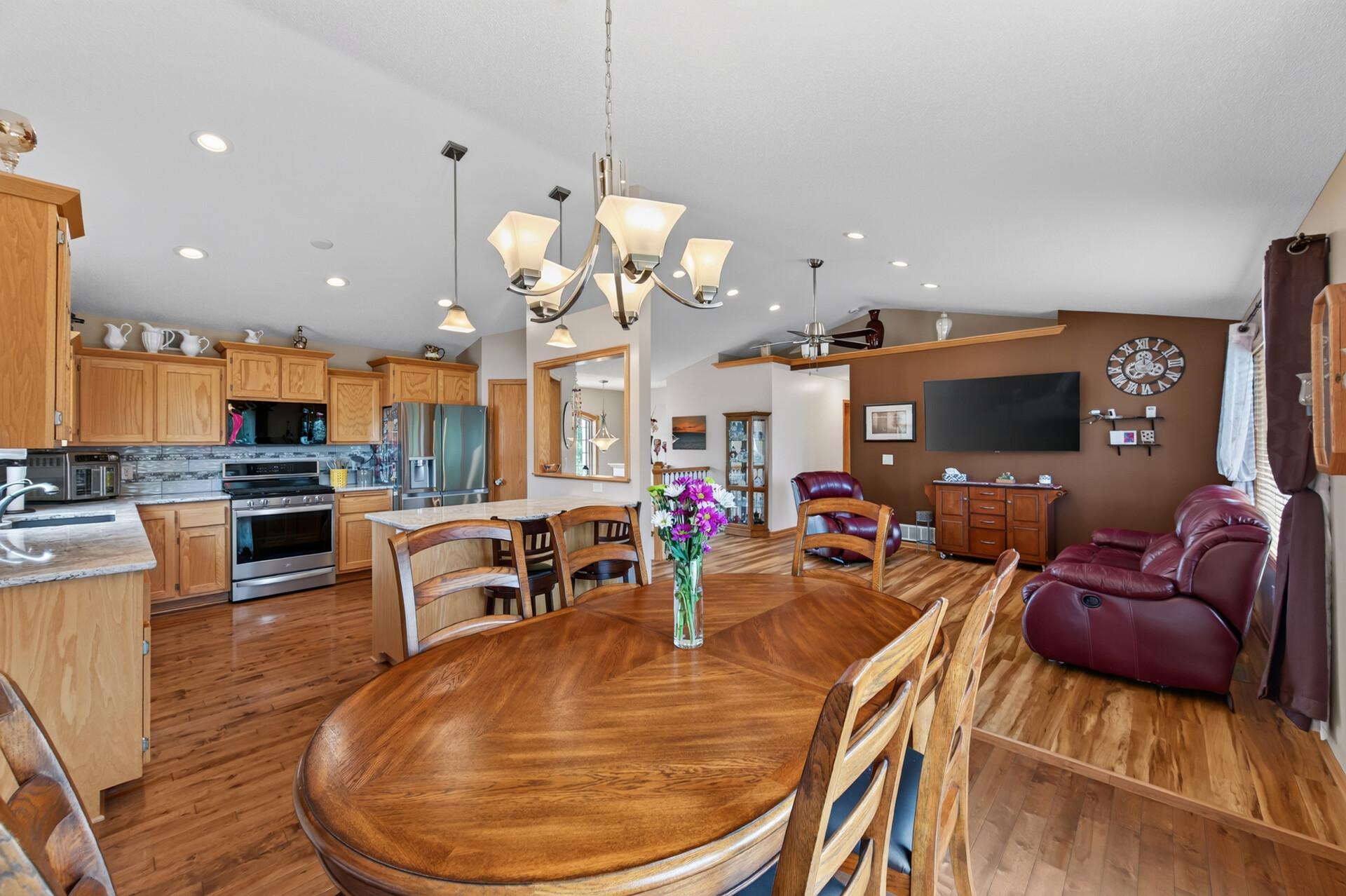 There's room for everyone around the table. The spacious dining area is ideal for everyday meals and holiday gatherings alike.