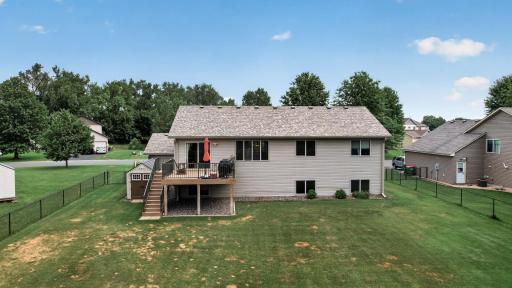A bird's-eye view highlights the size of the backyard and surrounding neighborhood. You'll love the space and peaceful setting.