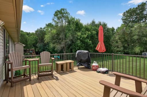 Outdoor entertaining is easy with this spacious deck. Plenty of room for seating, grilling, and enjoying Minnesota summers.