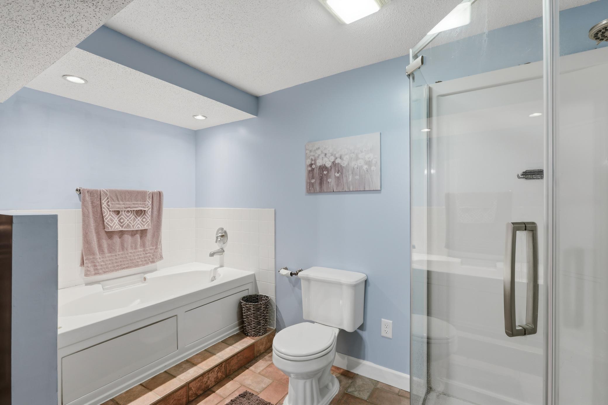 Lower Level Bathroom w/Separate Tub & Shower