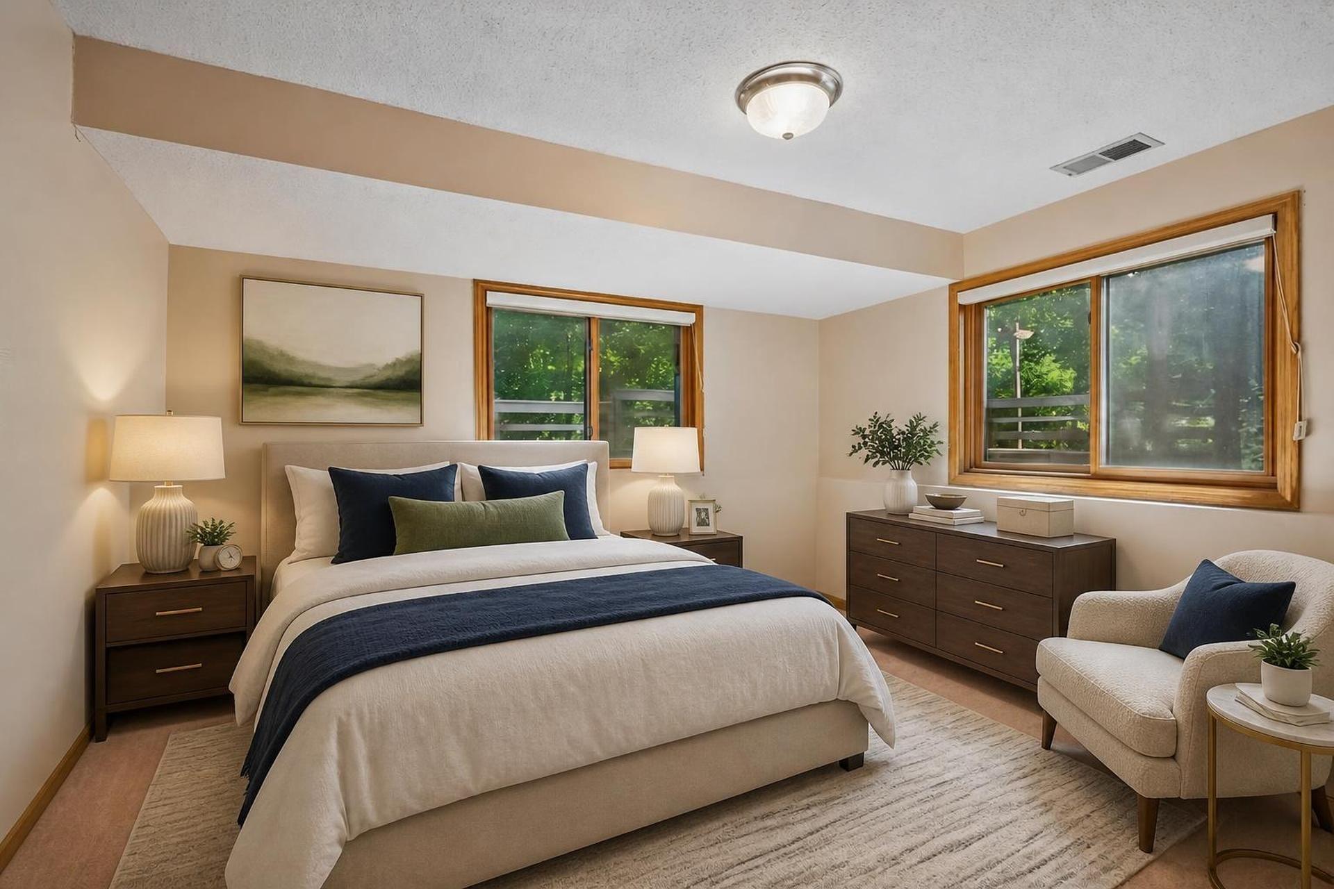 Bedroom 3 on the lower level, show virtually staged