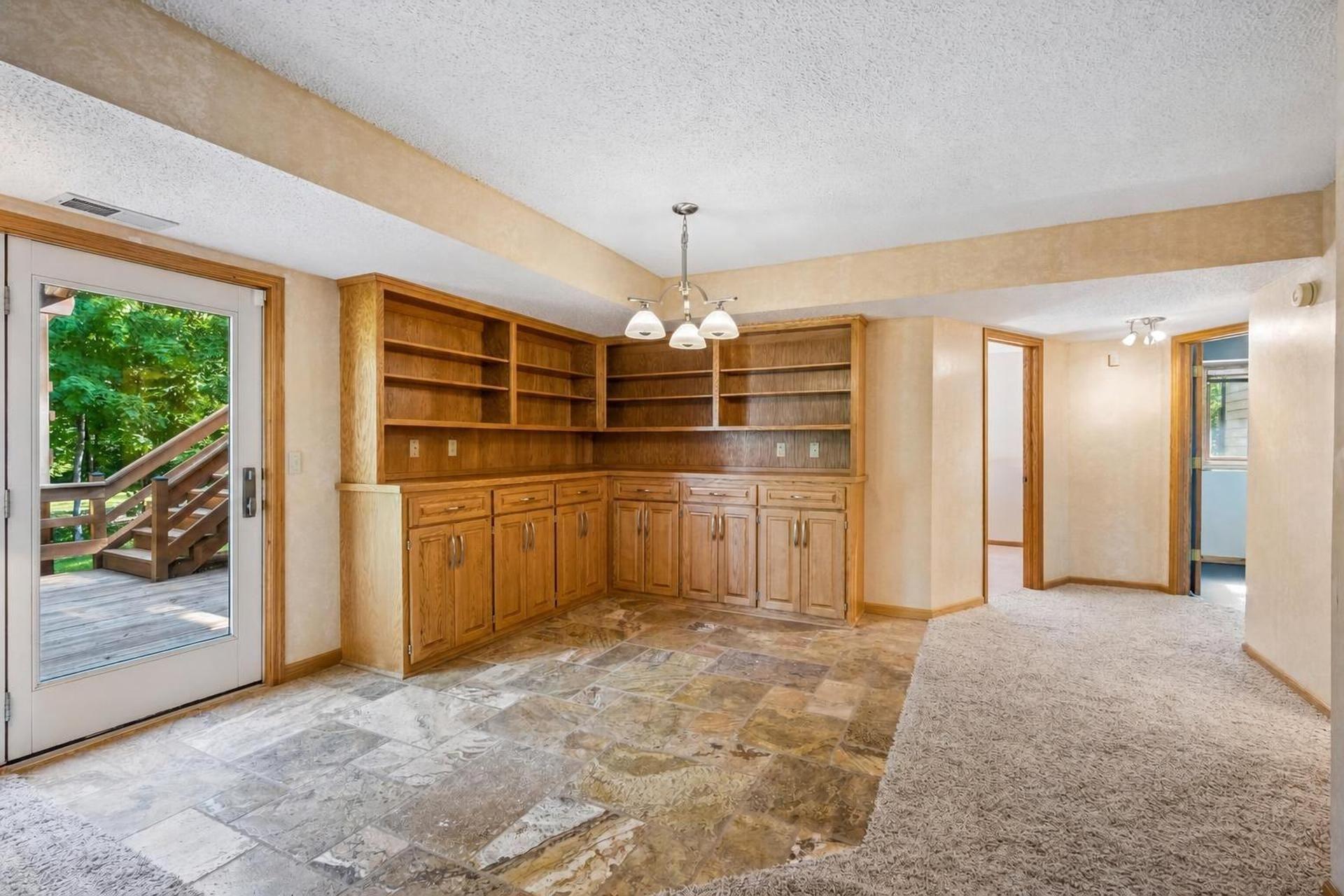 Family room with custom built-ins