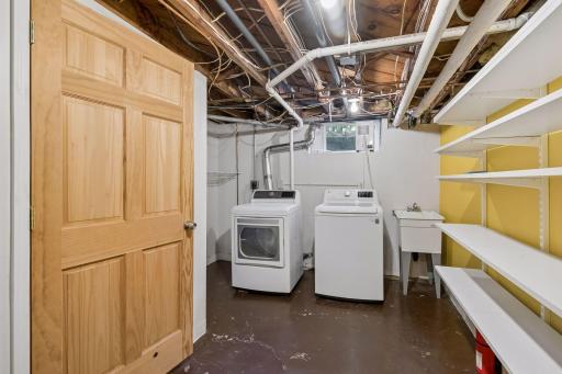 Lower-level laundry and utility area.