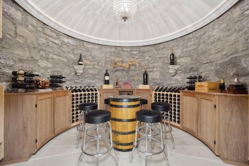 Hand-crafted circular wine cellar, one of the home's standout features