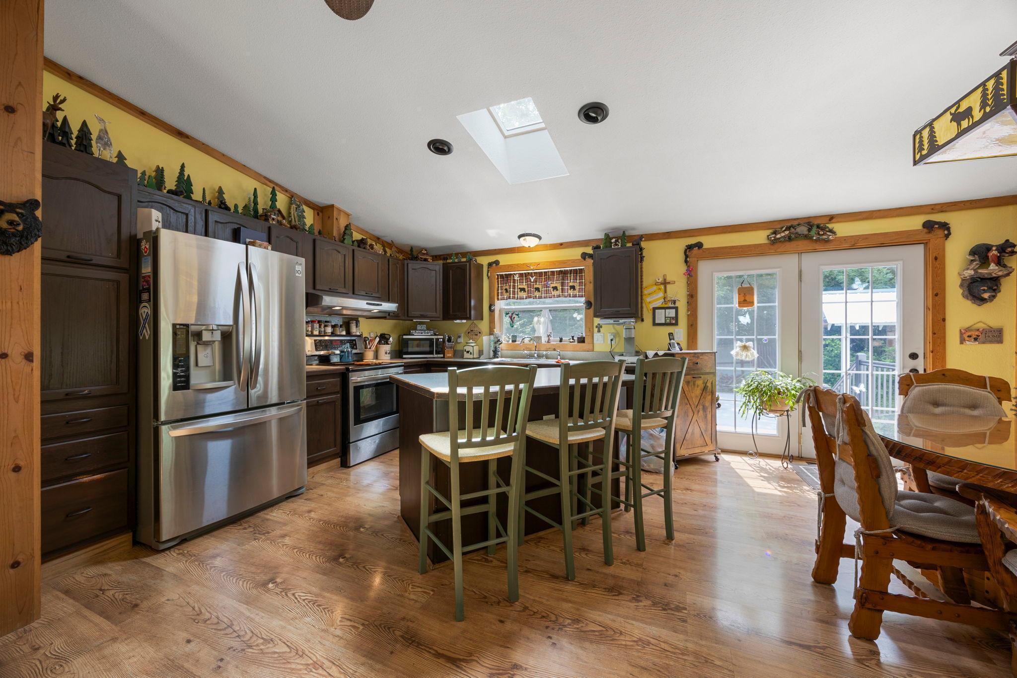The center island is great for food prep & offers additional seating.