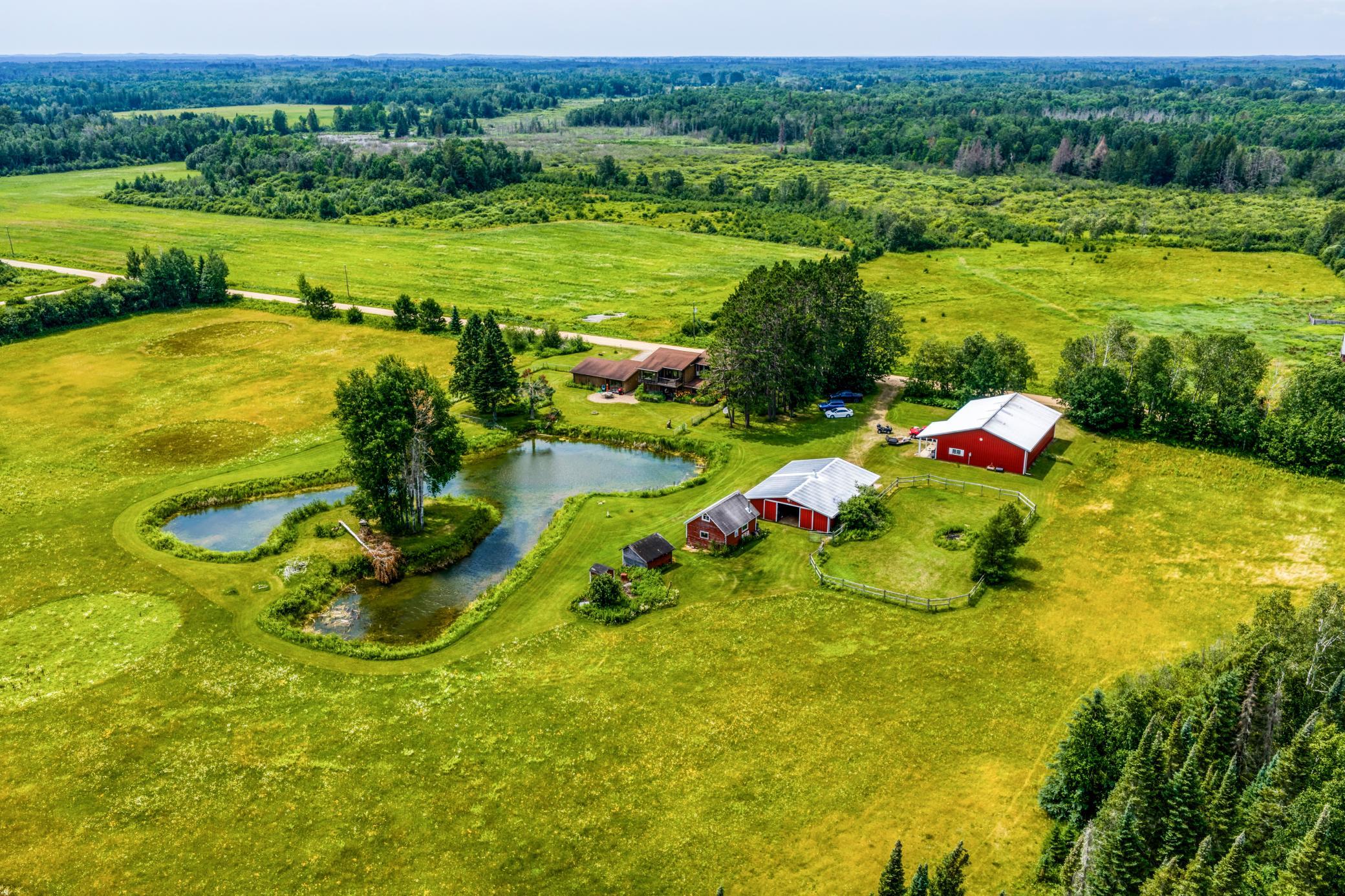 Pond, barn and arena, shop