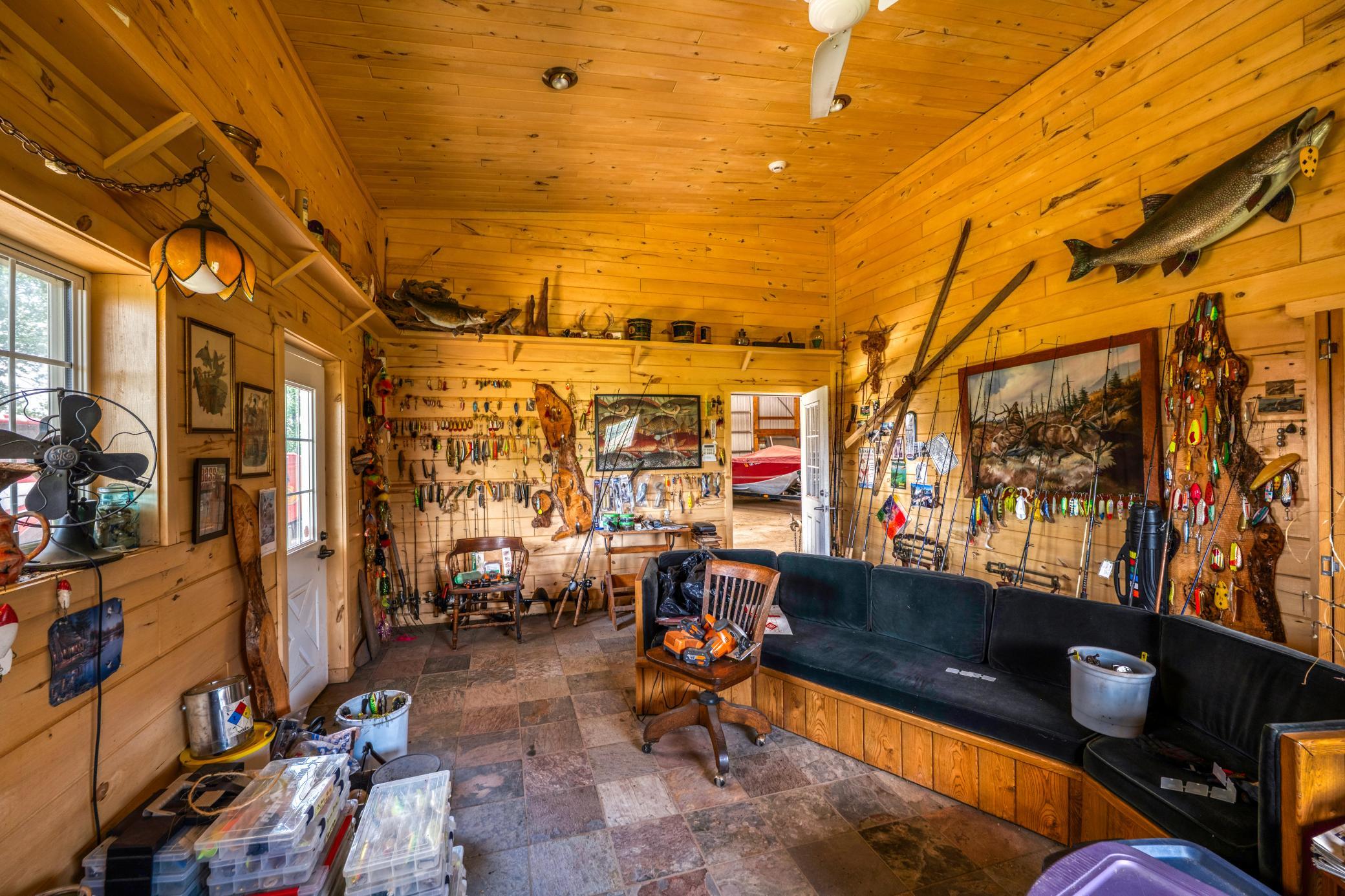 Hobby room toward open part of pole building