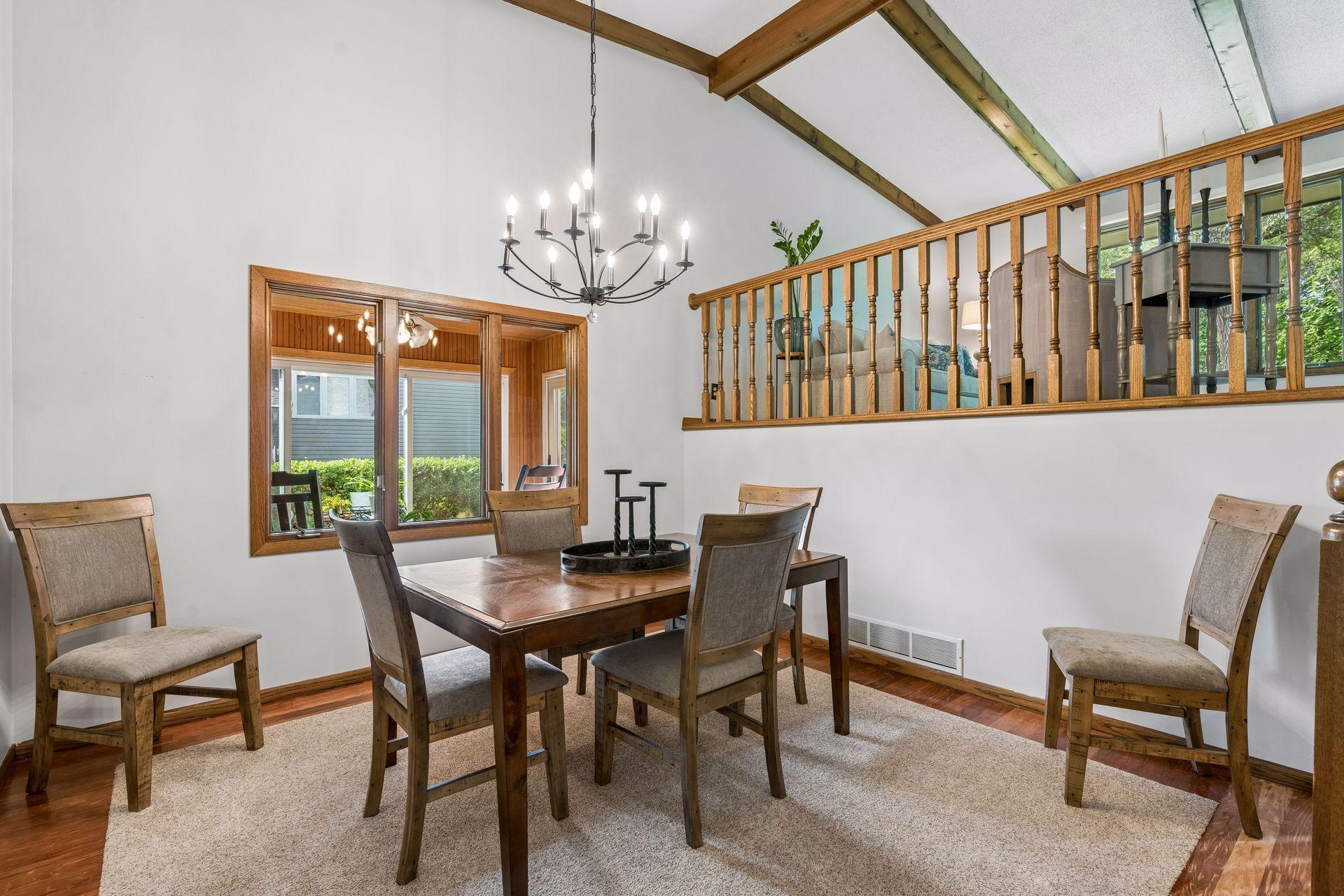 Airy and open dining and living room at the center of the home.