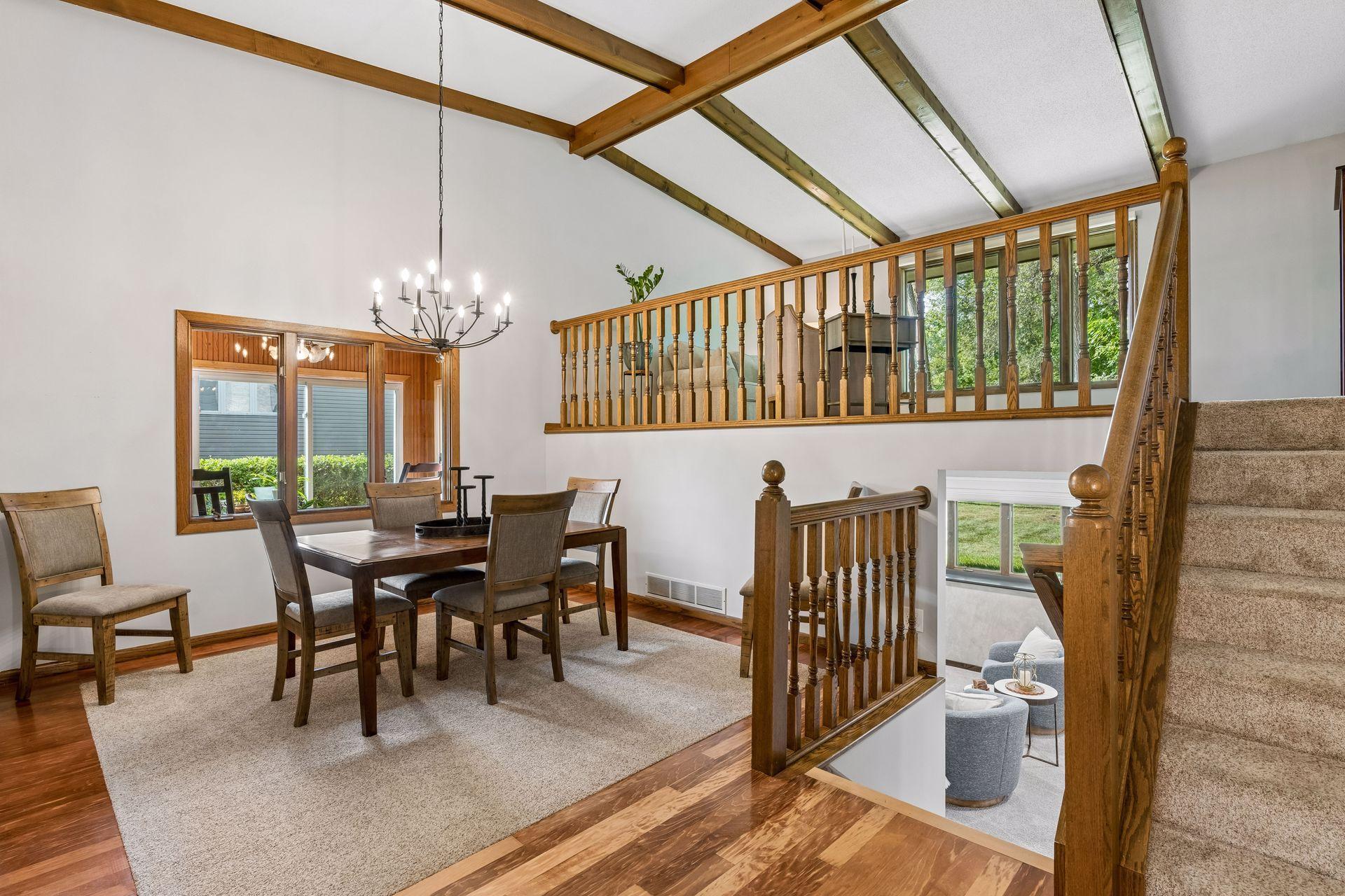 Vaulted ceilings. Beautiful wood beams.