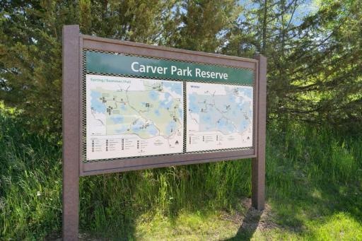 Miles of scenic trails connect Woodland Cove directly to Carver Park Reserve and Lowry Nature Center.