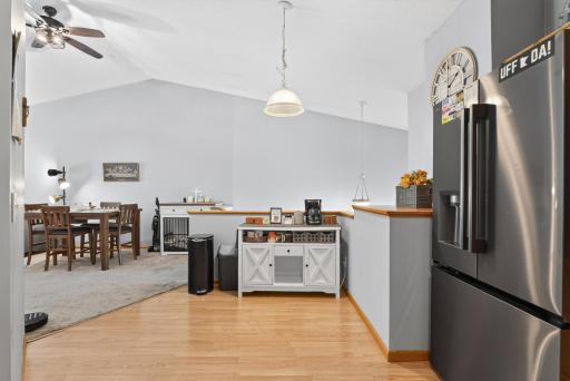 Vaulted ceilings make it feel much larger and nice and open!