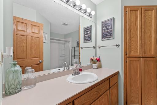 Upstairs 3/4 bath with walk in shower!