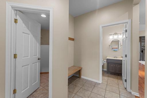 Guests can easily make their way to the main level full bathroom.