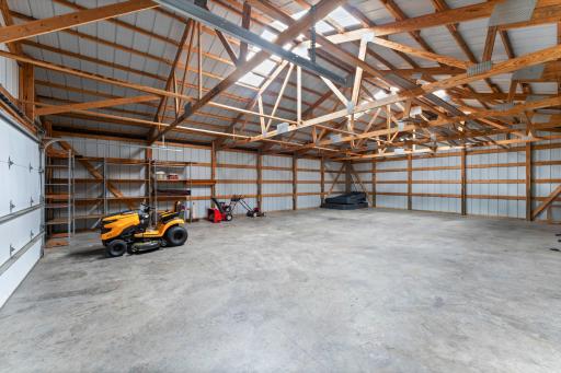 This pole barn features concrete floors, oversized doors, and enough space for every toy, tool, and project youâve ever dreamed of.