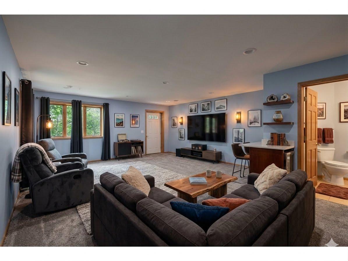 Virtually staged lower level