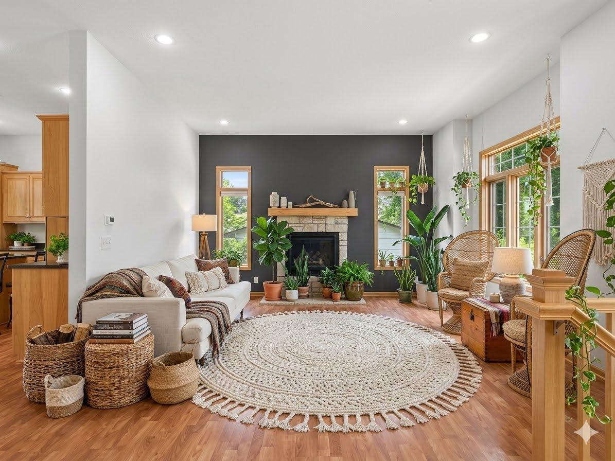 Virtually Staged Boho Living Room Inspo