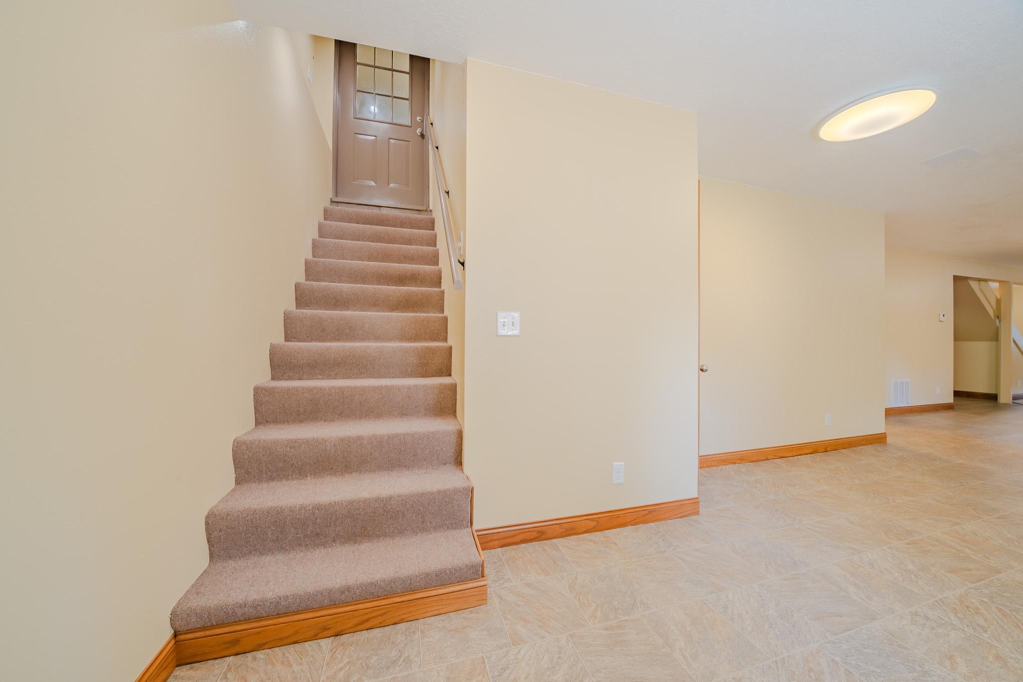 Stairwell to garage from basement.