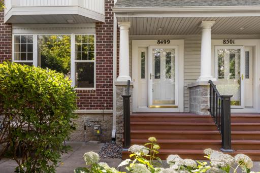 A covered front entry and a private patio space for taking in the outdoors.