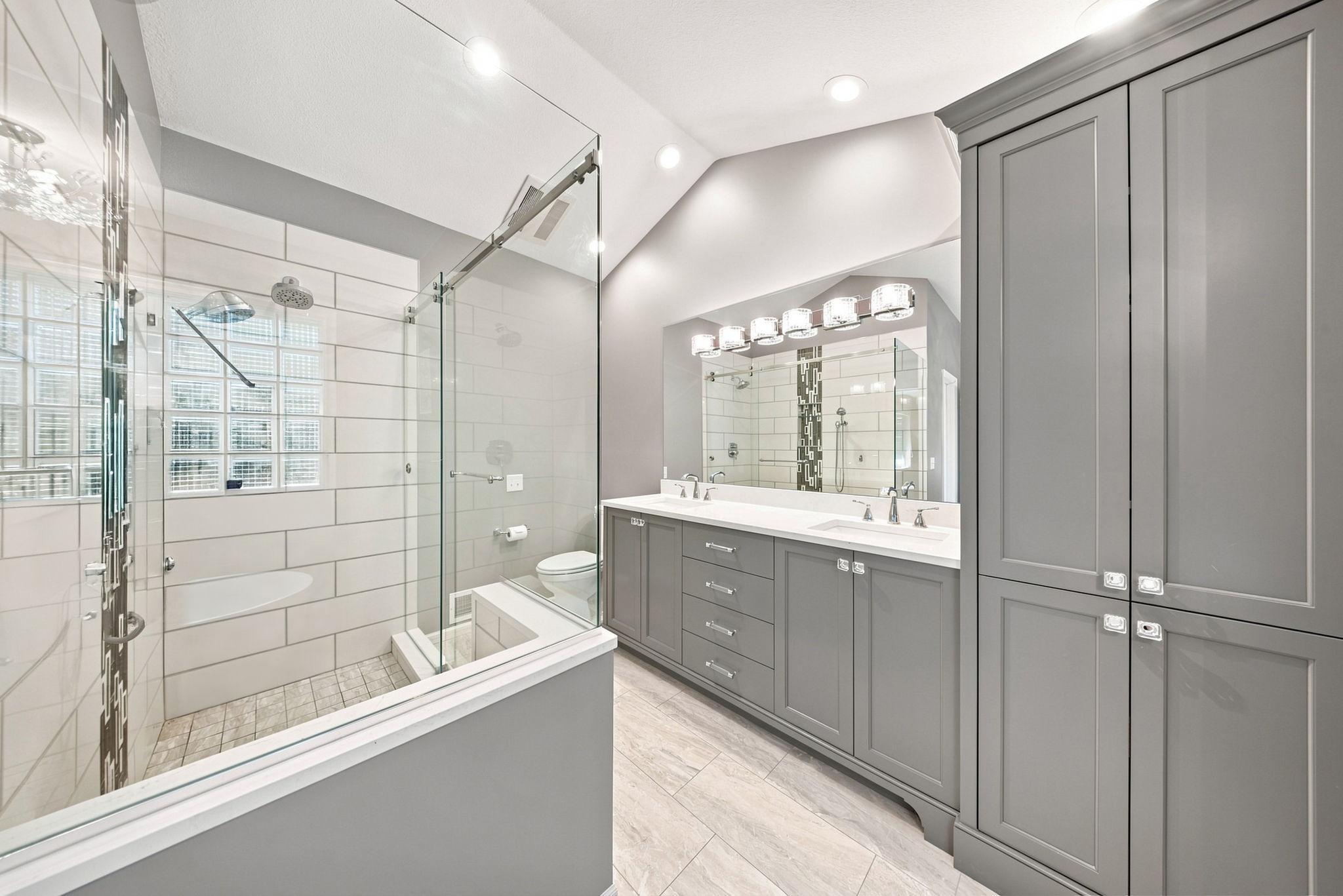 Spa-like primary bathroom was remodeled in 2021