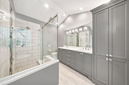 Spa-like primary bathroom was remodeled in 2021