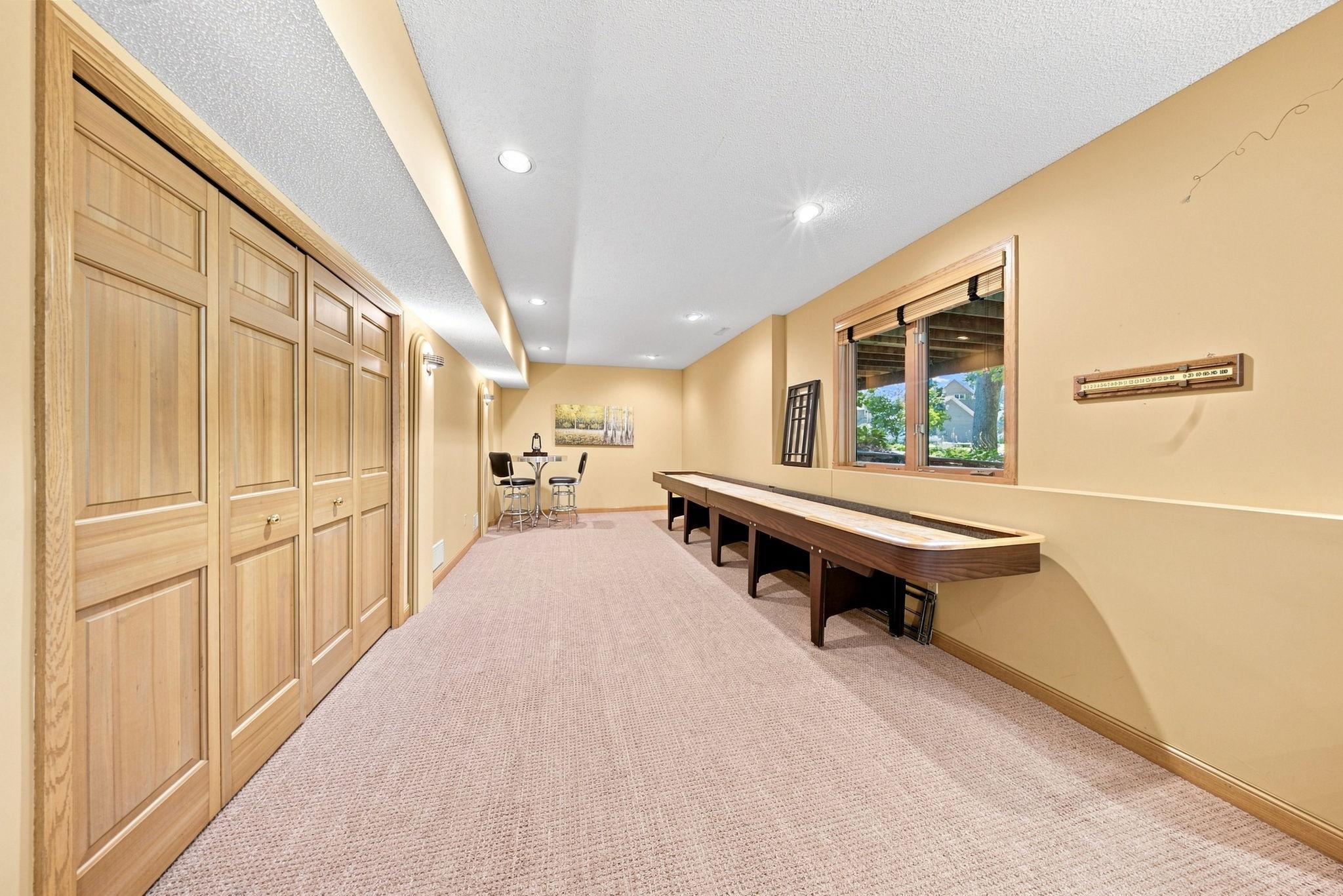 This storage closet is huge. There is another unfinished storage area that spans about a half of the lower level