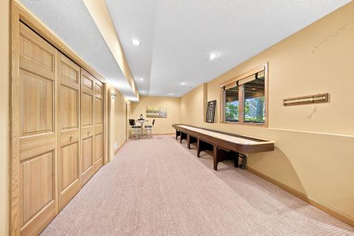 This storage closet is huge. There is another unfinished storage area that spans about a half of the lower level