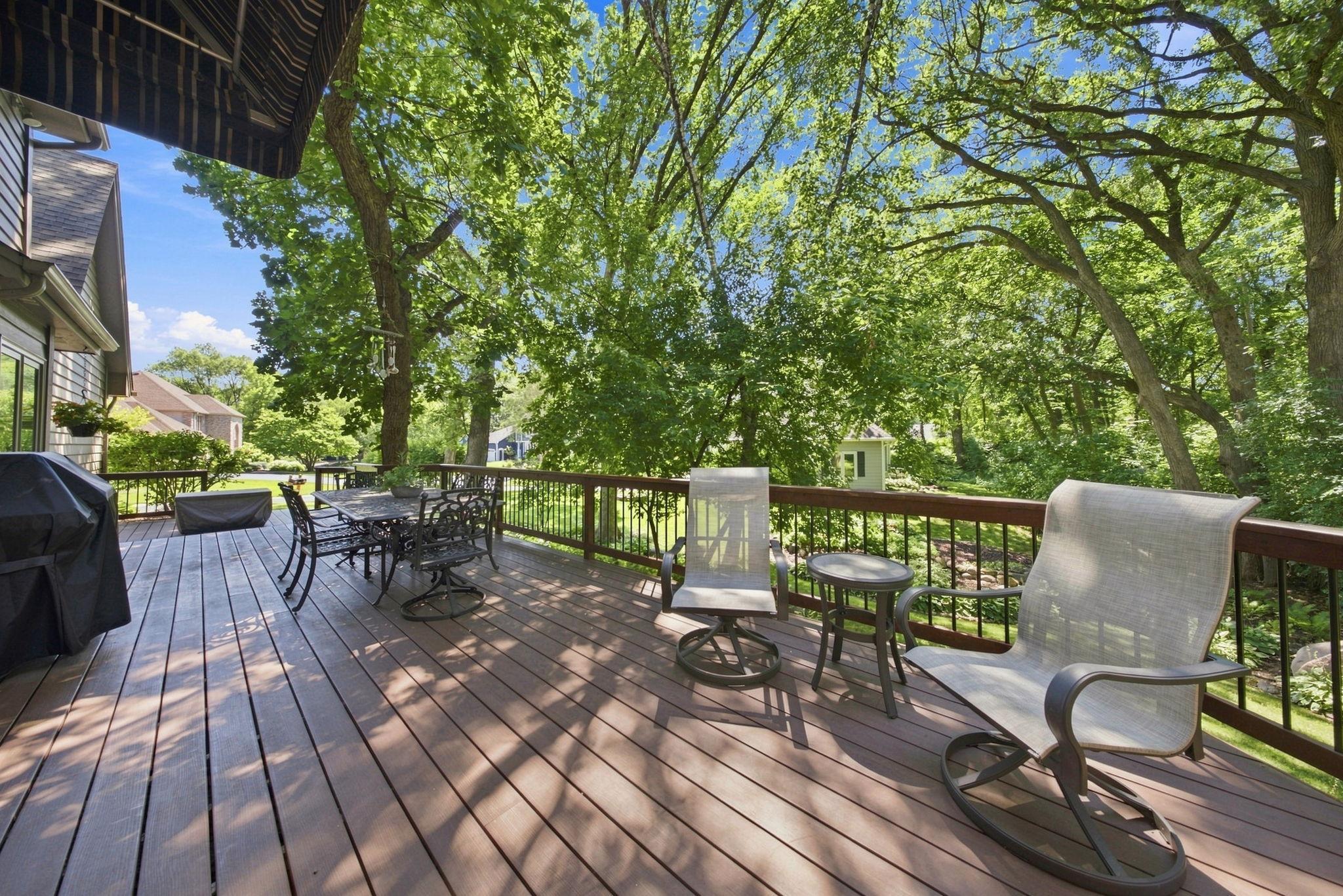 The deck spans almost the entire back of the home