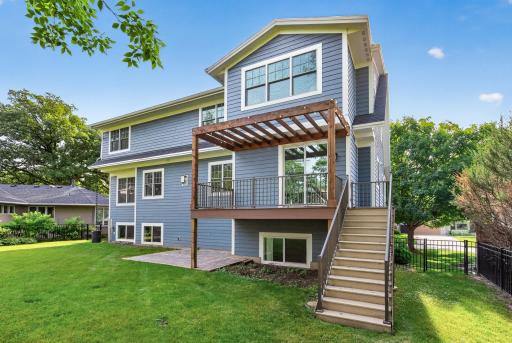 A backyard designed for entertaining and play.