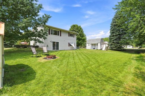 Great view of the back of the home and workshop!