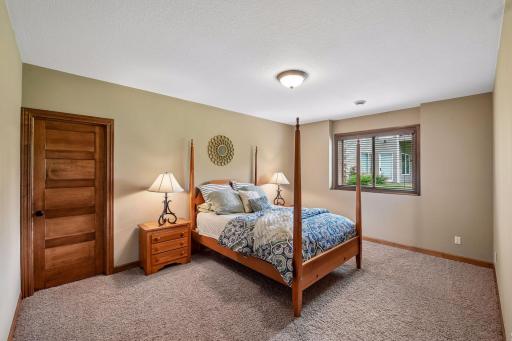 The fifth bedroom is in the lower level. It has a lookout window and a 8'x7' closet.