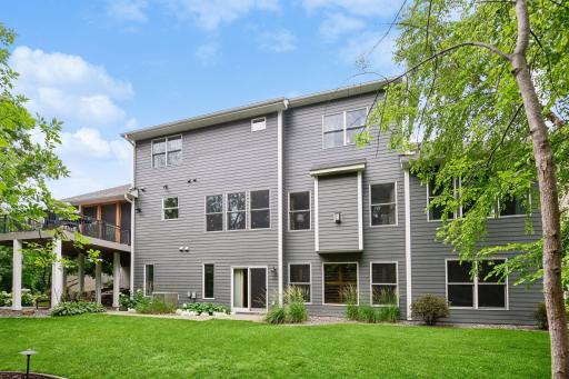 The rear elevation of this impressive home.