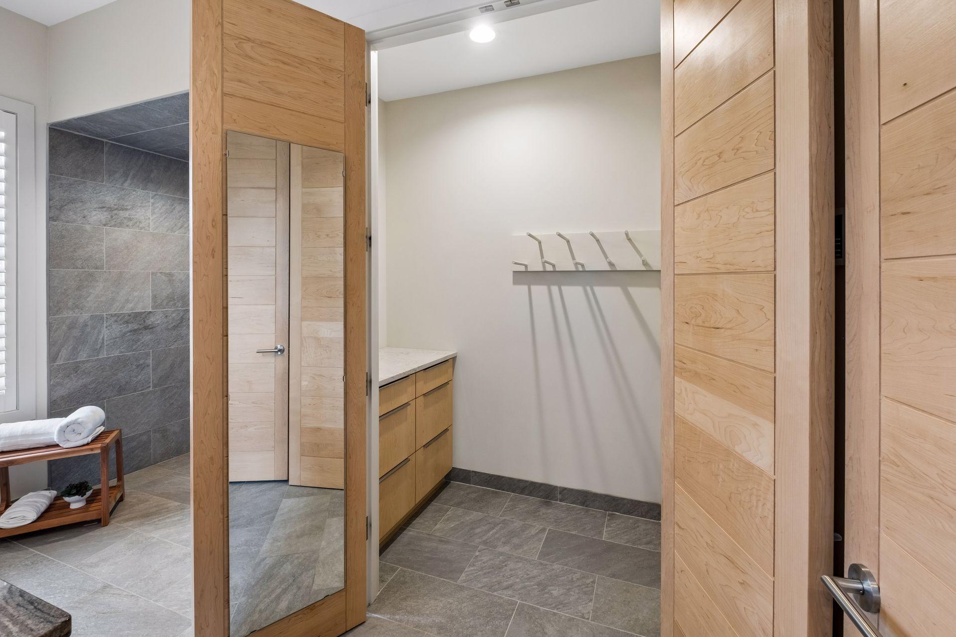 This space in bathroom is already plumbed for a bathtub if so desired. Sellers chose not to add tub at time of building. This is a 2nd space in addition to walk in closet. Ideal for all your needs whatever they may be.