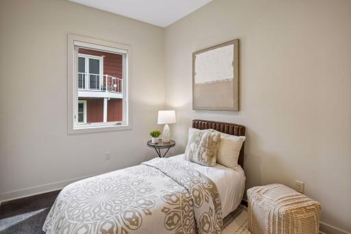 Lower-level third bedroom needs a wardrobe or closet to be added by buyer if so desired. Sellers used as a 2nd office space.