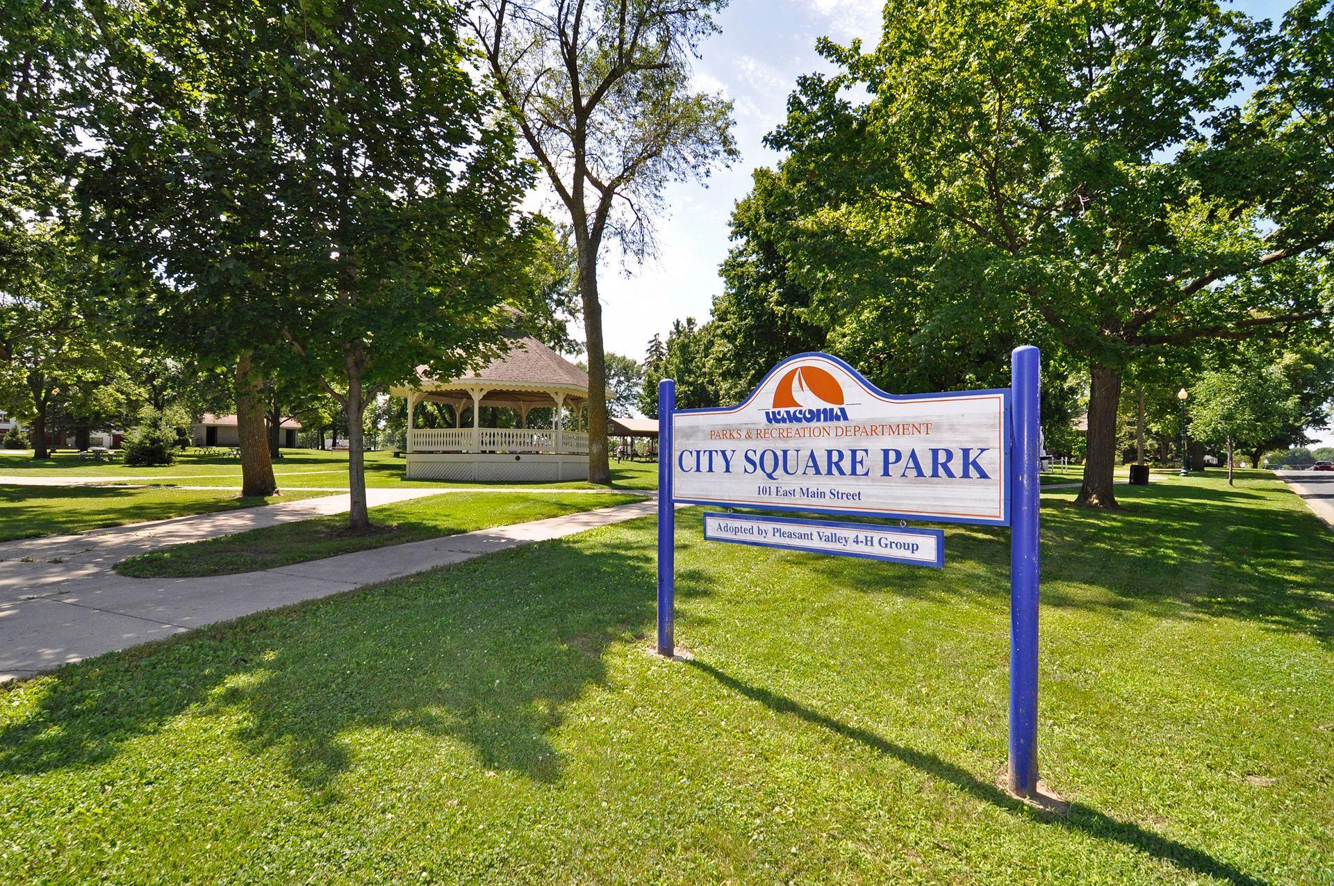 Main park in city square a focal point of Waconia where Nickel Dickel Day vendors set up along with food and fun.