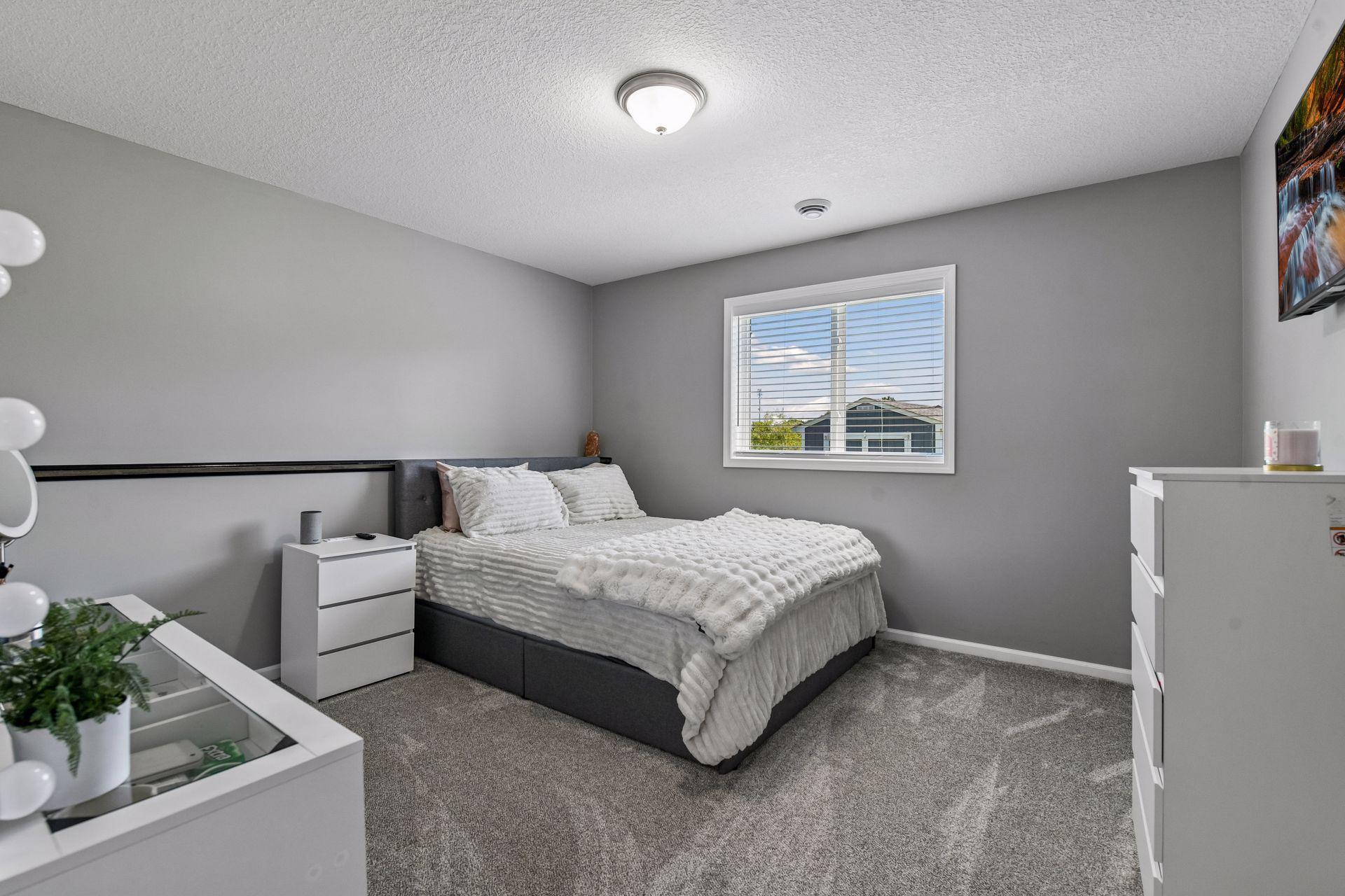 One of two Lower-level bedrooms with new carpet