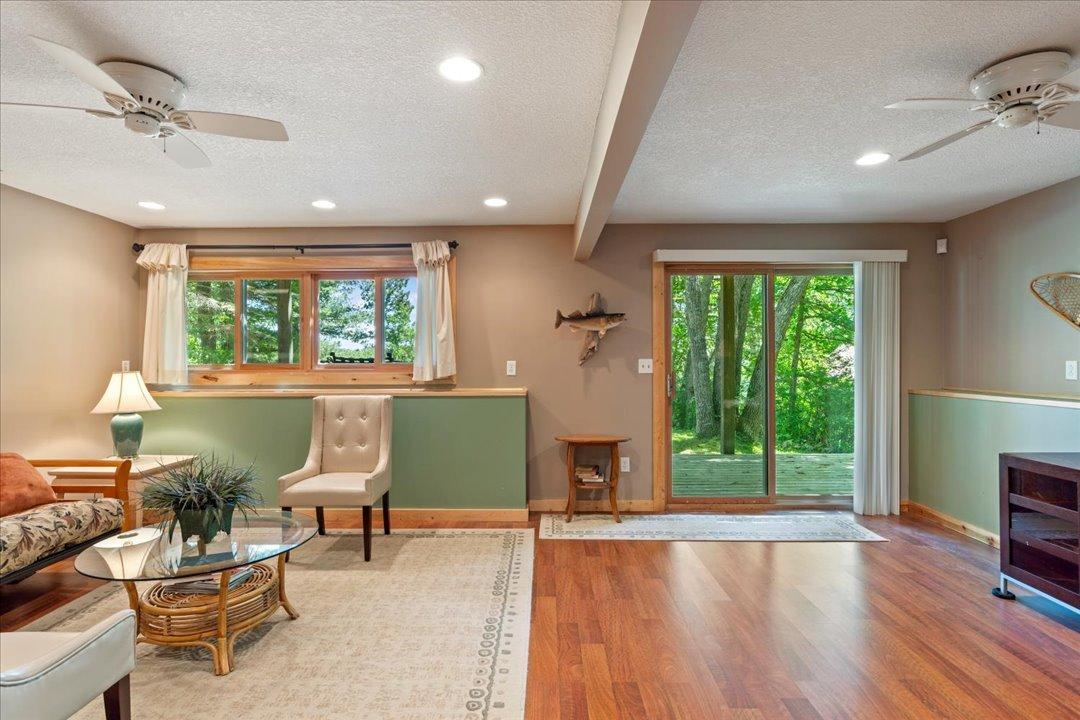 Lower level living space with walkout to the backyard