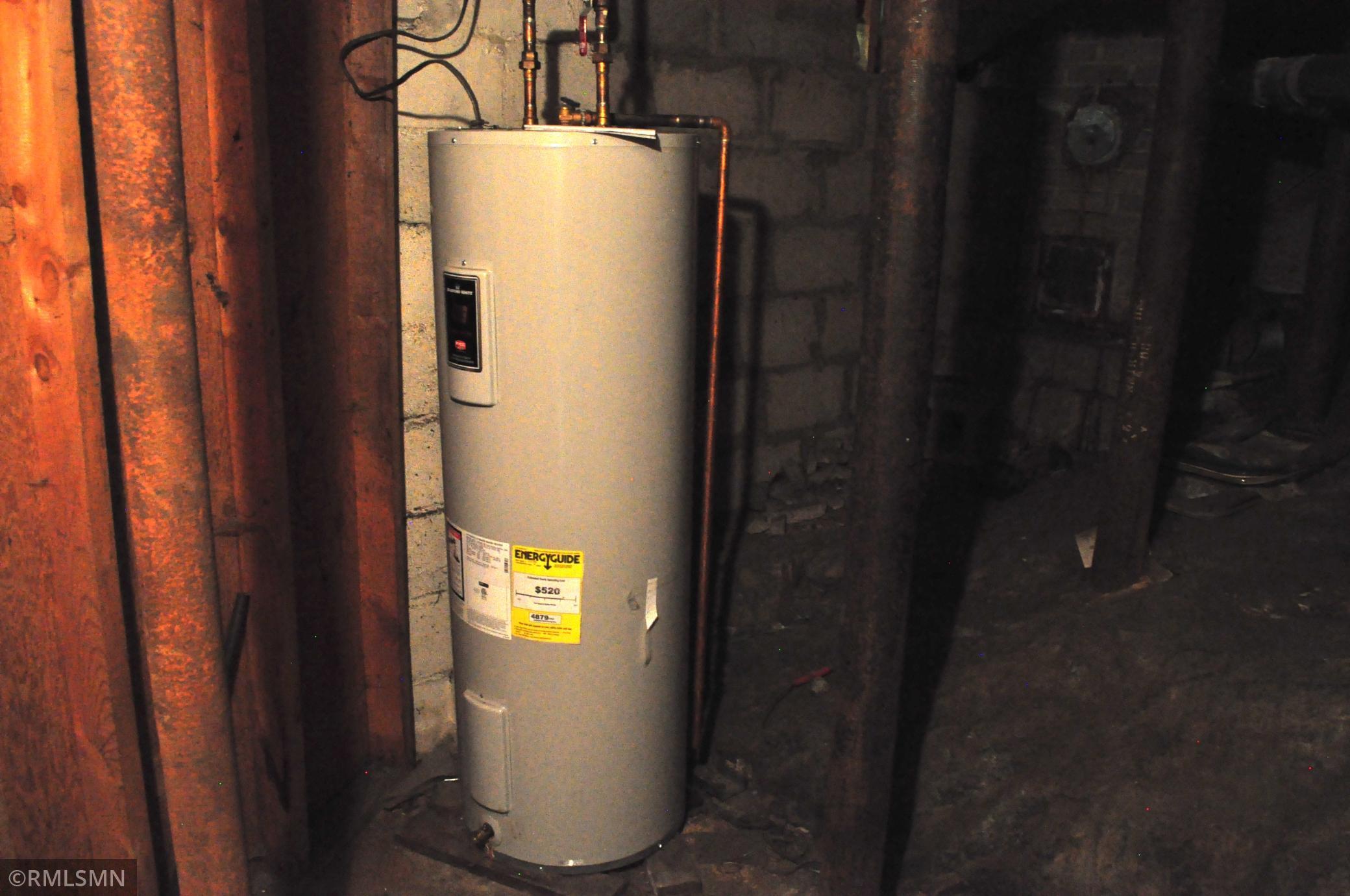 Water heater in basement utility room