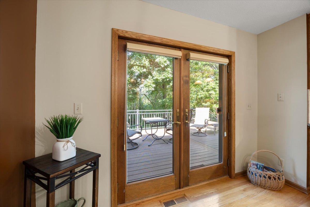 French doors from dining room to deck