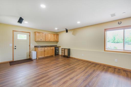 Downstairs living room with bar space