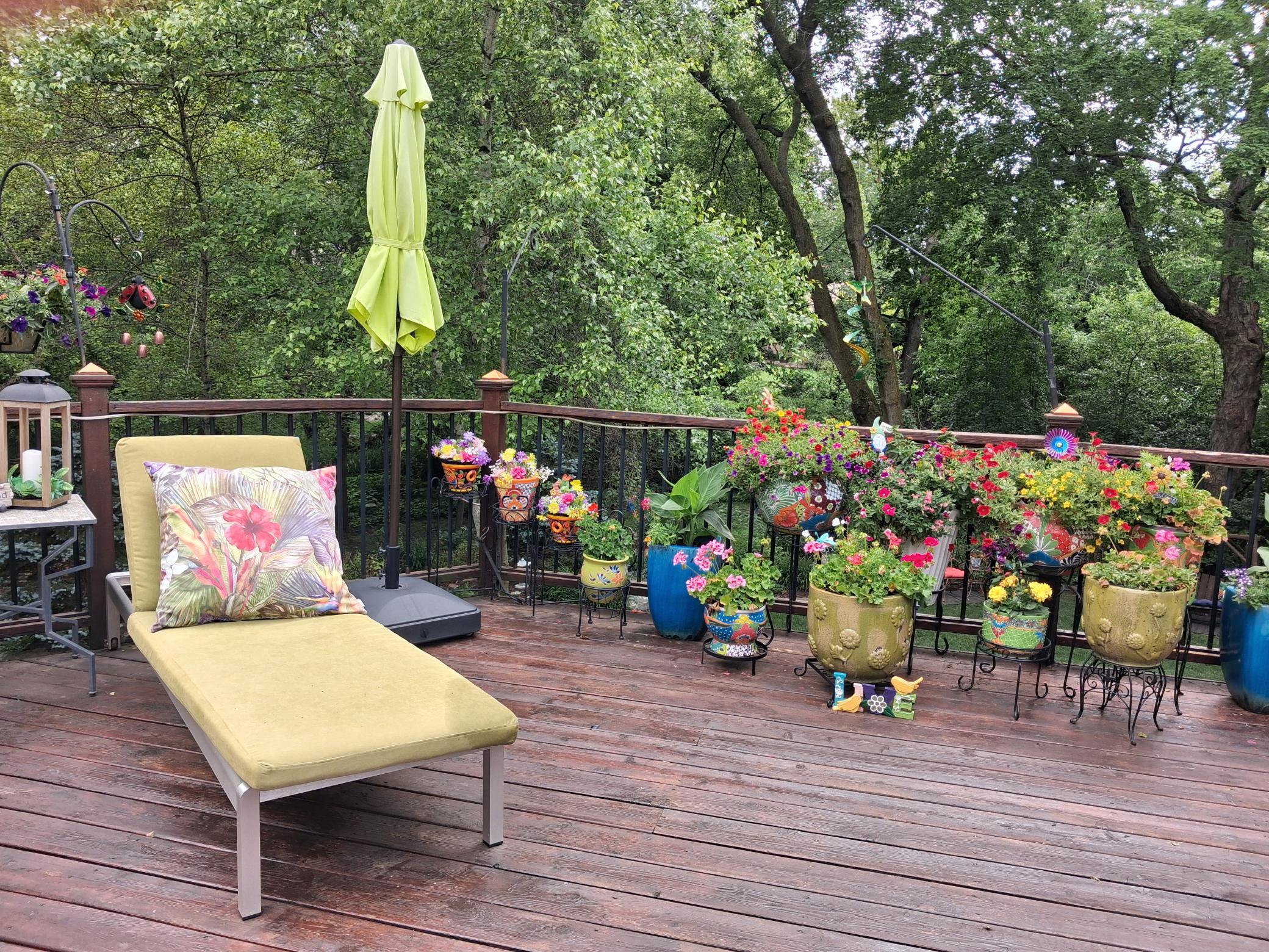 Sit along the deck gardens