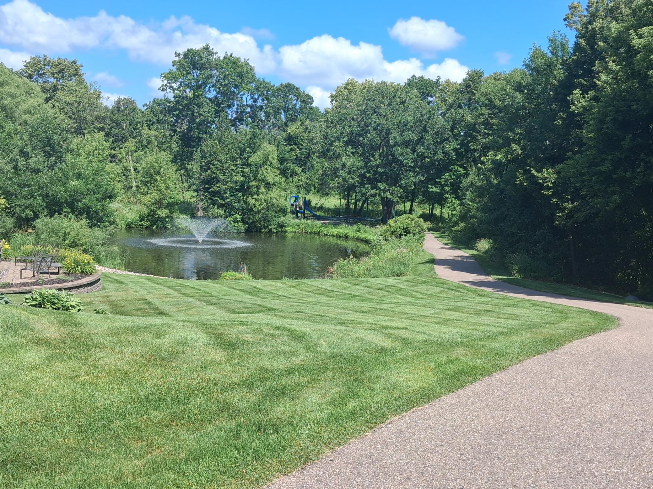 Trail system to play area & pond