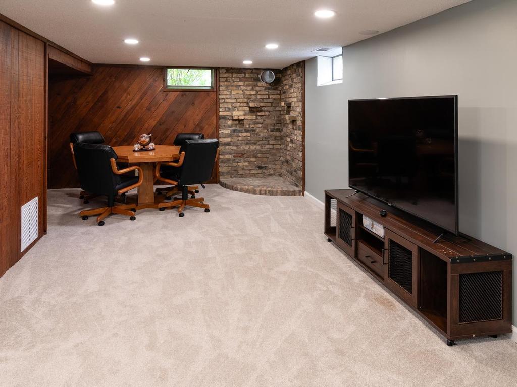 Lower-level family room with space for movie & game nights