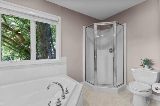Walk-in shower in the private en suite.