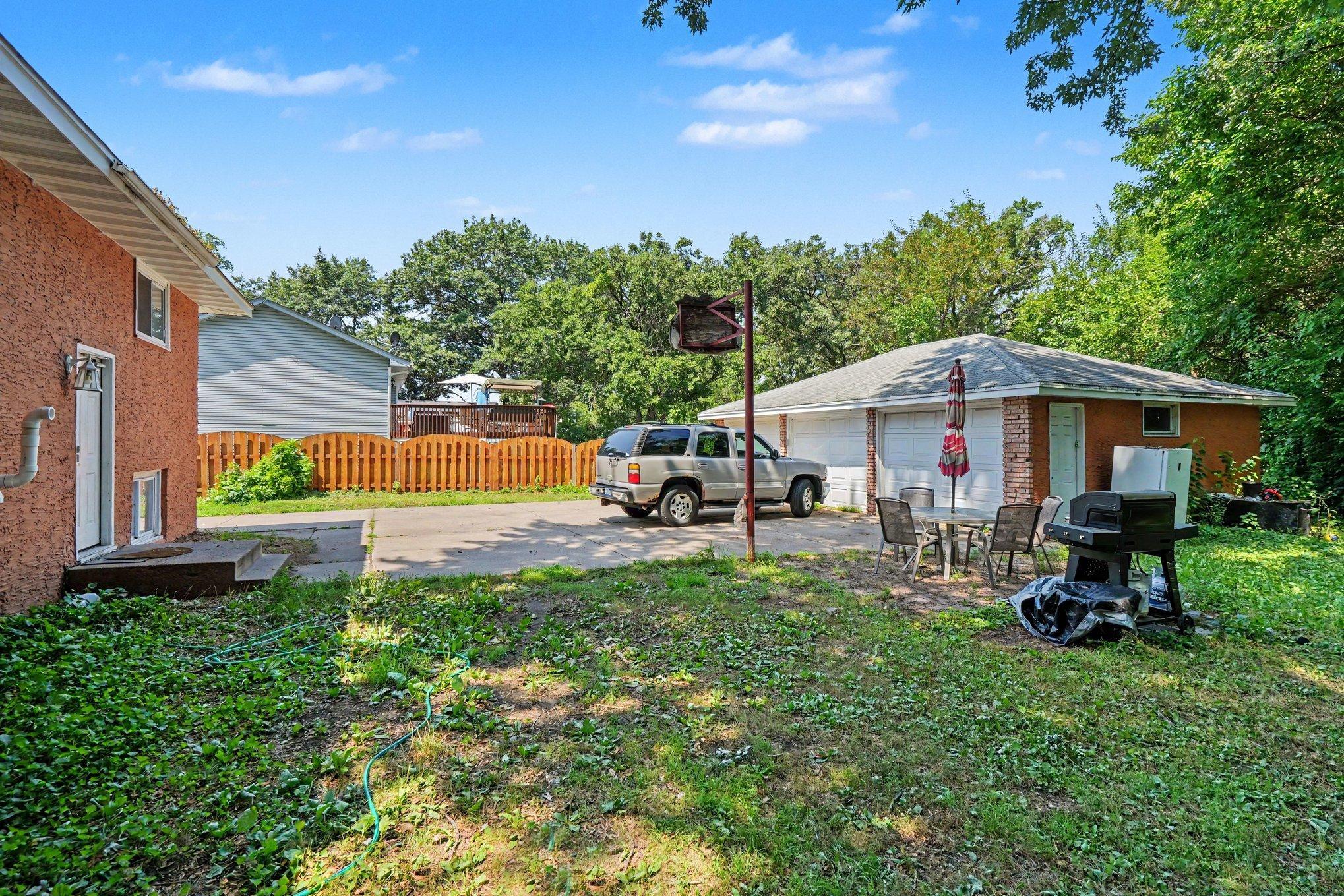 Detached 3 car garage. Great rental storage for extra income