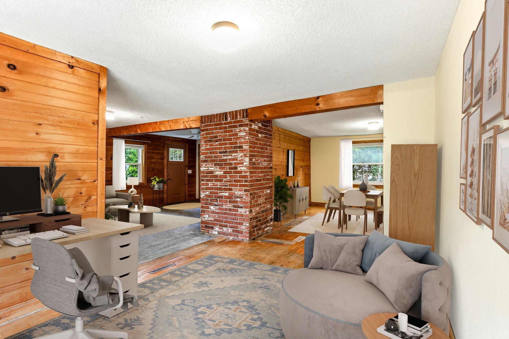 Main living spaces virtually staged