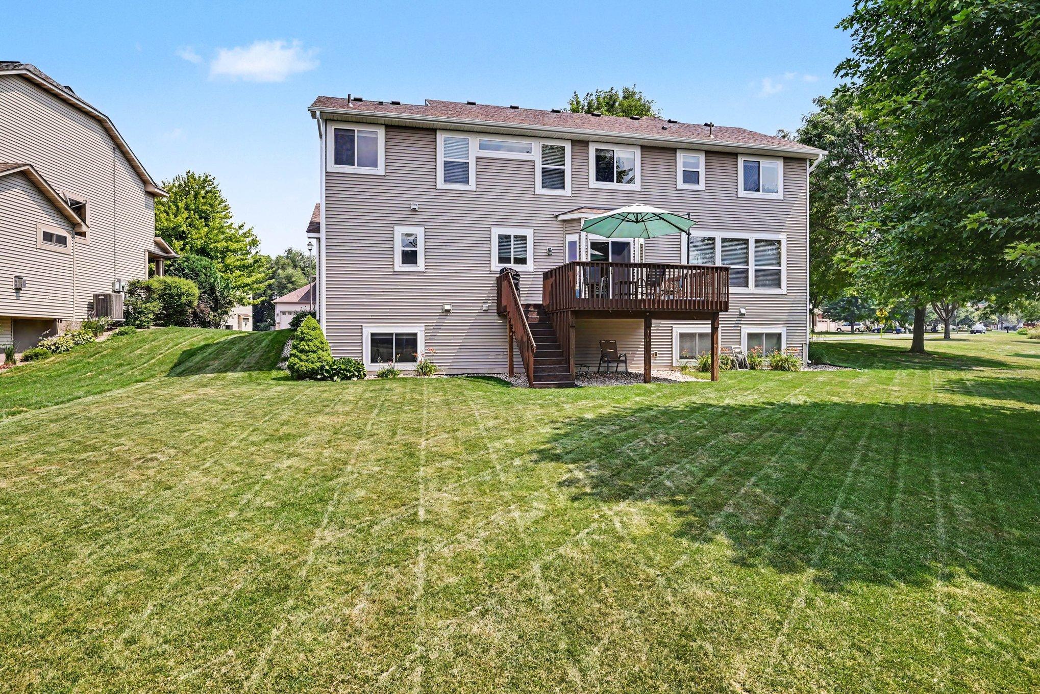 Backyard backing directly to Riverside Fields Park