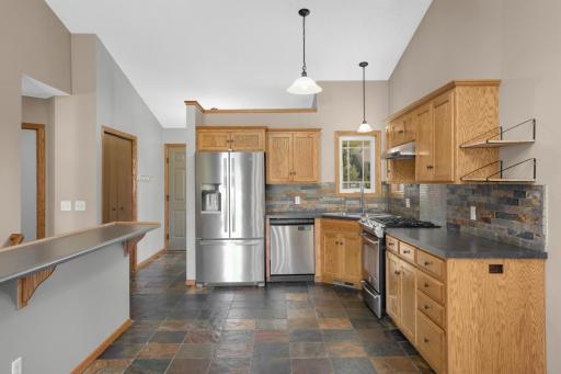Slate tile flooring