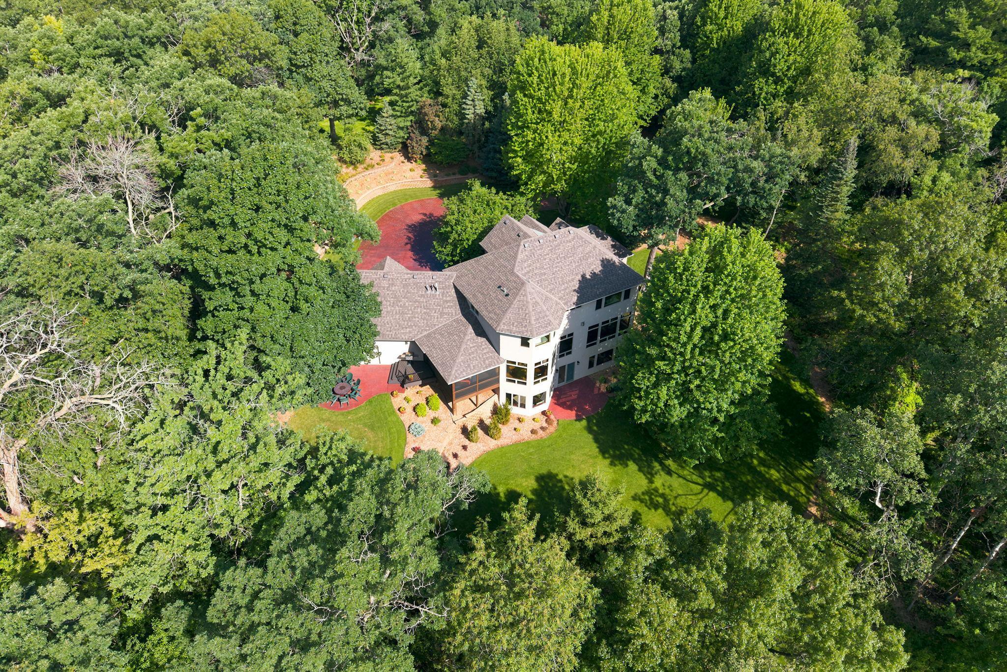 Fully enclosed by tree coverage.